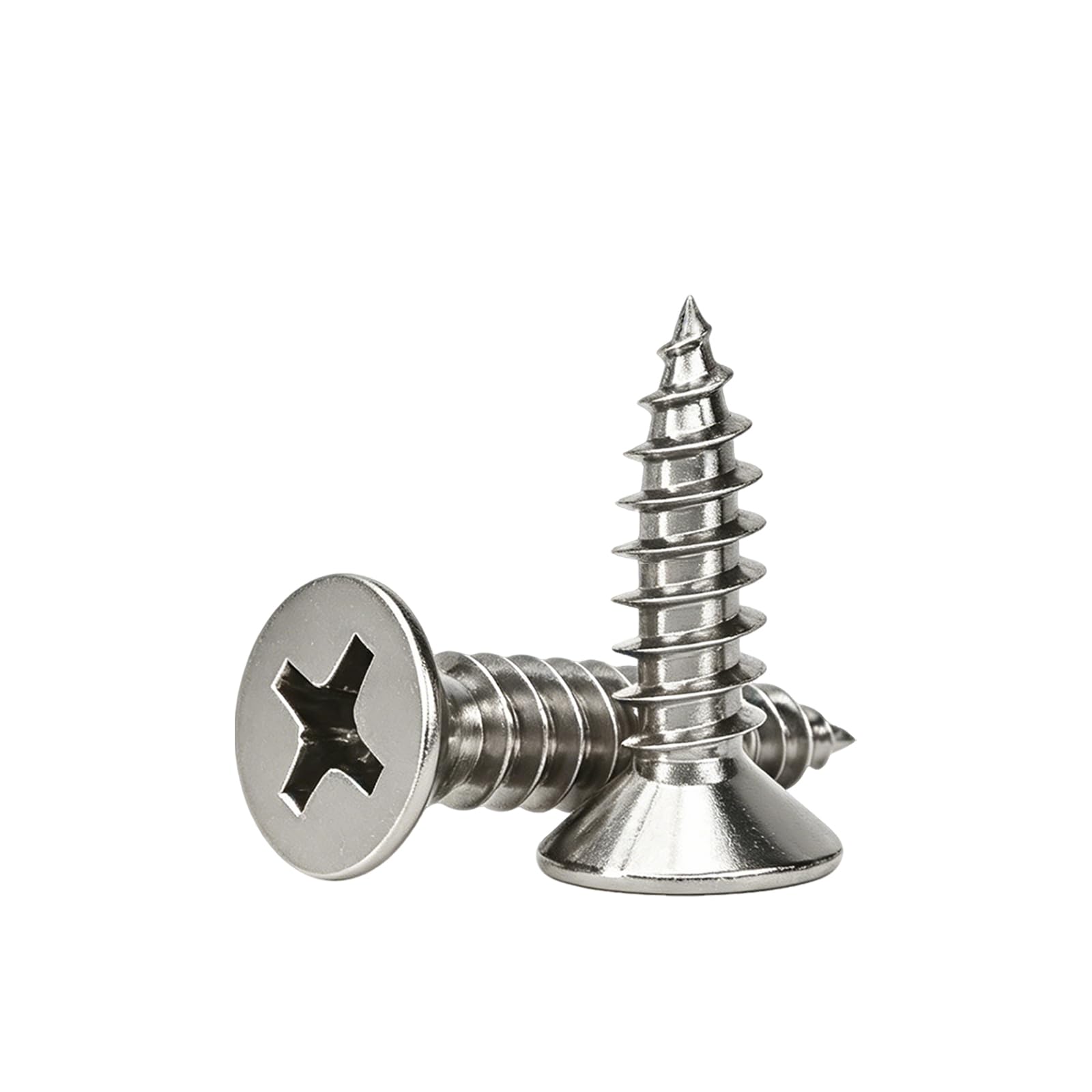 View 1 of #4 x 3/8'' Wood Screws, Stainless Steel Flat Small Screws, Tiny Screw, Phillips Drive Countersunk Head Self-Tapping Screw, Suitable for Indoor and Outdoor, M3x10mm, 150Pcs
