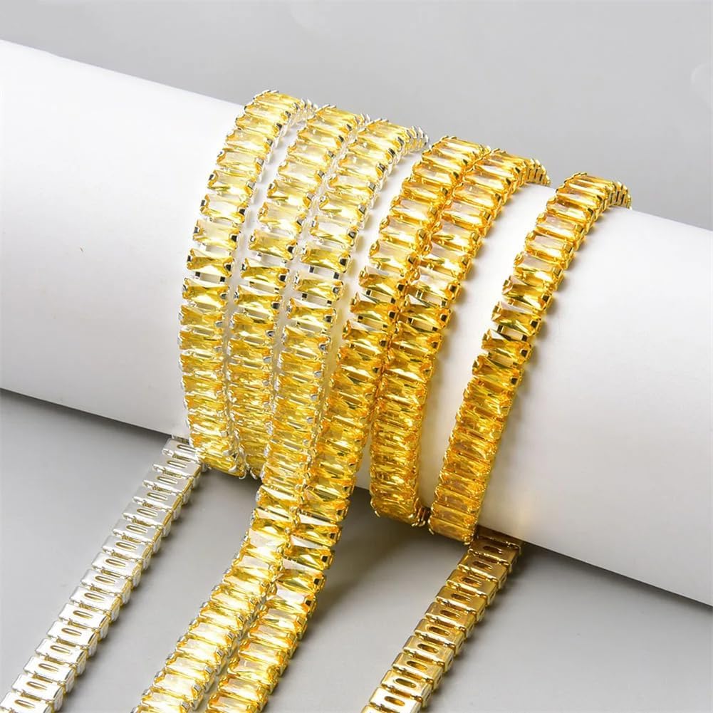 Rectangle Crystal Chain Claw Zircon Rhinestone Trimmings for DIY Jewelry Clothing Accessories 25x5mm Black Silver 1 Meter
