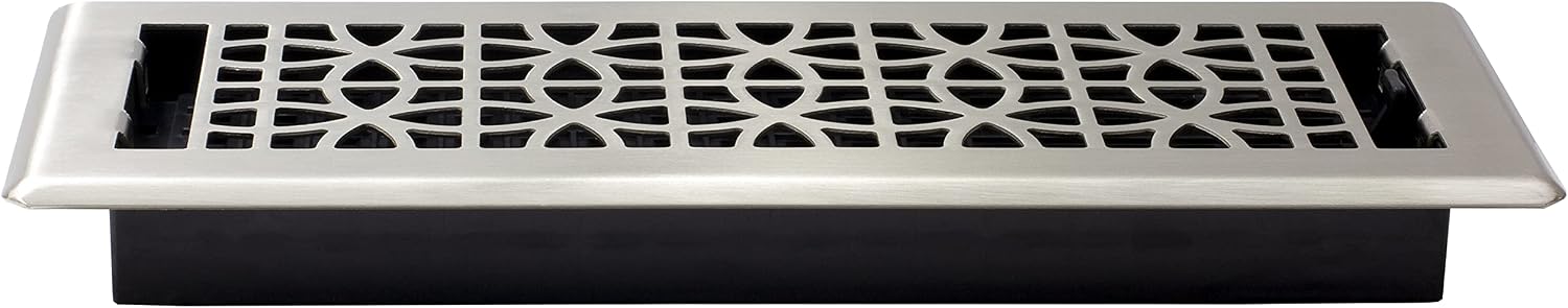 Decor Grates ECH412-NKL, Eclipse Floor Register, 4x12 Inches, Brushed Nickel