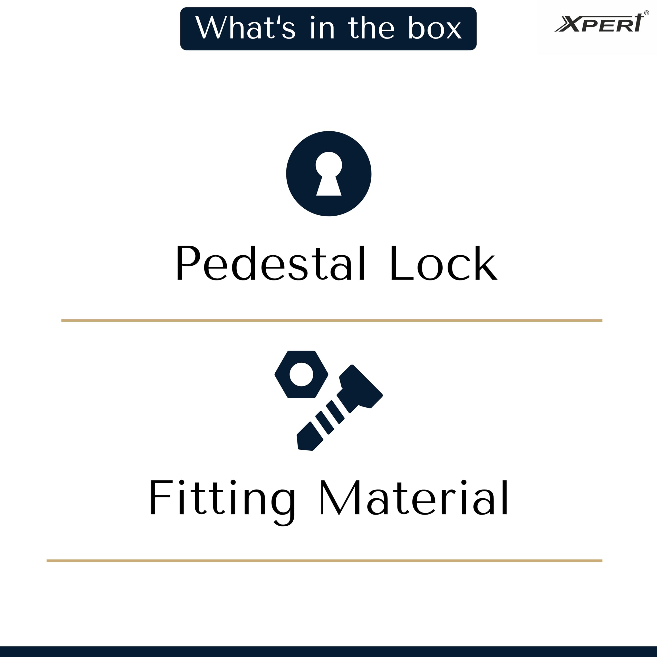 Xpert Pedestal Lock 25 MM Pack of 4 Front mounting Multi Drawer Locking Device Front Multi Drawer Pedestal Lock Rotatory Lifting pin Movement. All Brass Levers with Keys 2