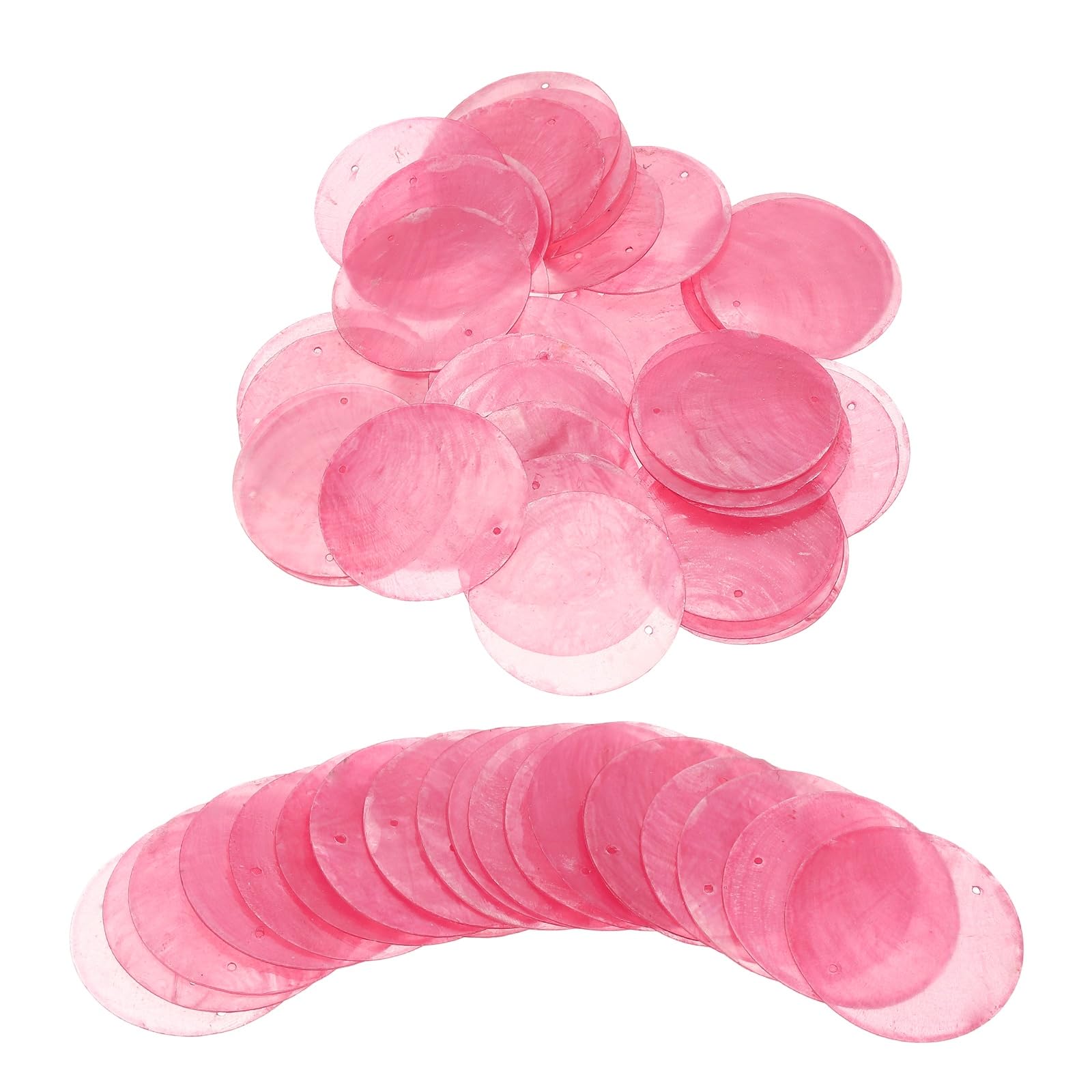 sourcing map 60Pcs Capiz Shells 2" Round Natural Shells with 2 Holes for Seashell Wind Chimes Curtain Shell Garland DIY Craft Wedding Home, Pink โ image 1