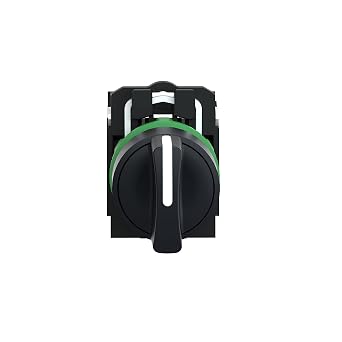 Schneider Electric XB5AD33 Harmony XB5 Selector Switch for Industrial Machinery with Plastic Bezel, 3 Positions, Stay Put Operation, 2 NO