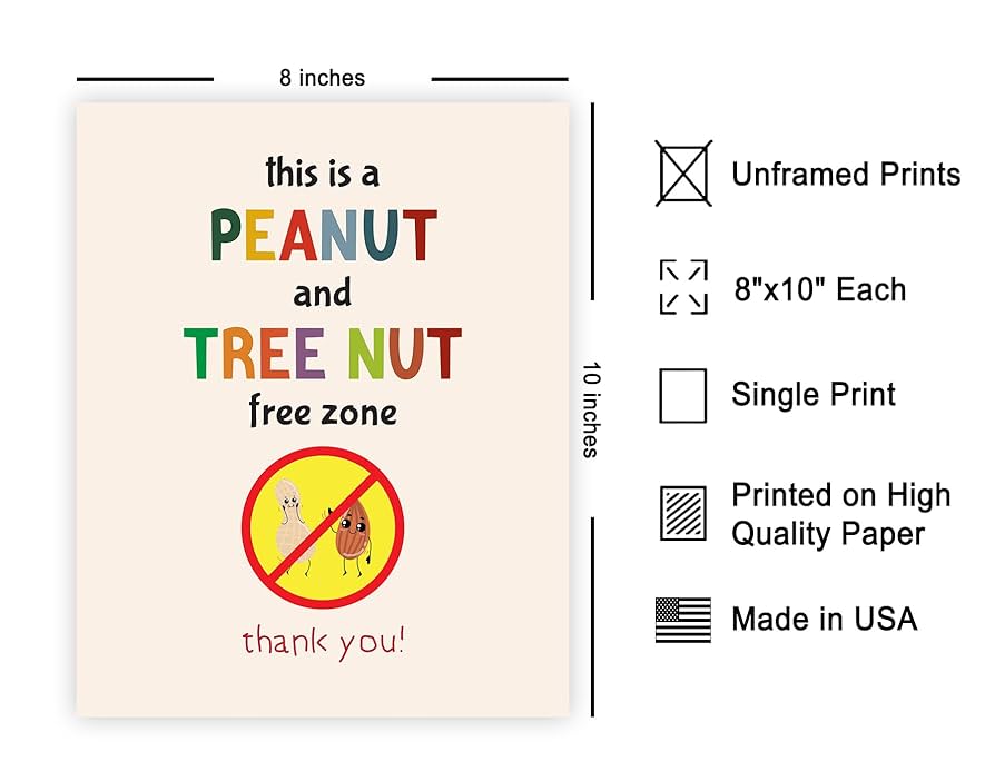 amazon-com-poster-master-peanut-and-tree-nut-free-zone-poster-food-allergy-awareness-print-preppy-art-educational-art-decor-for-school-or-classroom-8x10-unframed-wall-art-posters-prints for Nut Free Classroom Sign Printable Amazon.com: Poster Master Peanut and Tree Nut Free Zone Poster - Food Allergy Awareness Print - Preppy Art - Educational Art - Decor for School or Classroom - 8x10 UNFRAMED Wall Art: Posters & Prints for Nut Free Classroom Sign Printable