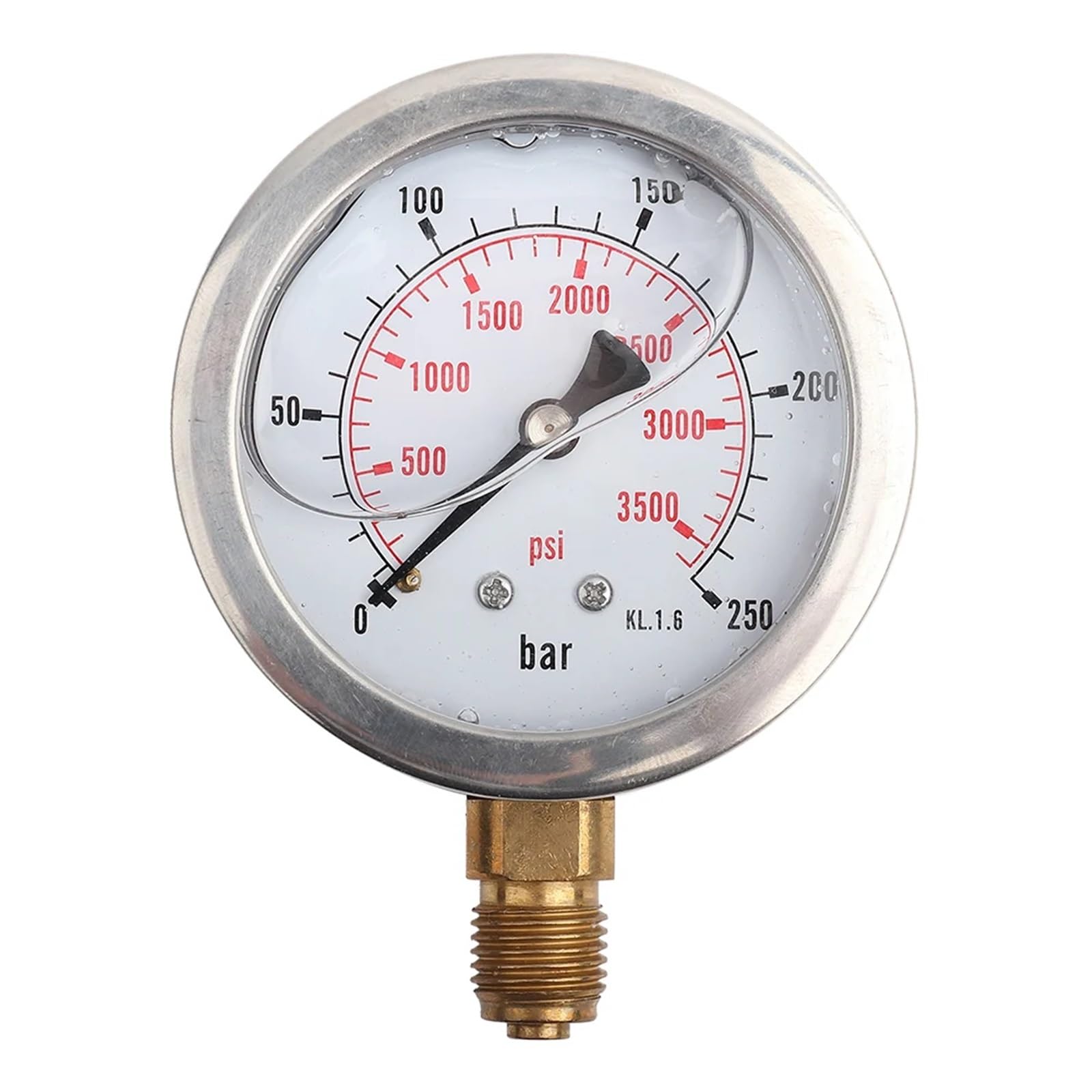 Manómetro hidráulico de 0-250 bar (0-3750 psi), rosca G1/4, 63 mm.