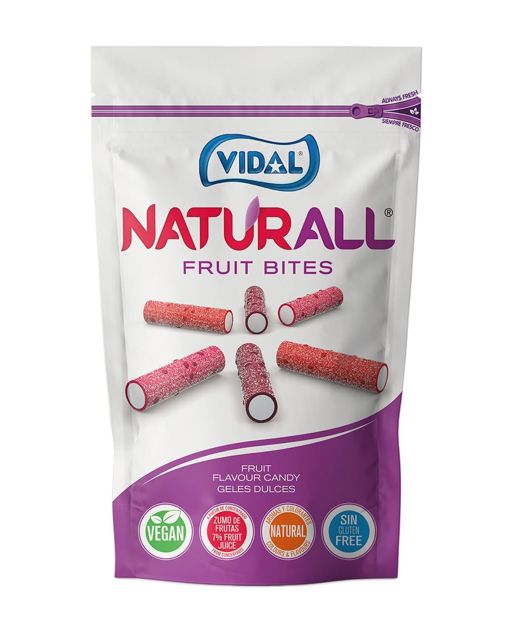 Naturall Fruit Bites Regaliz relleno pica vegano sin gluten Doypack 180 g