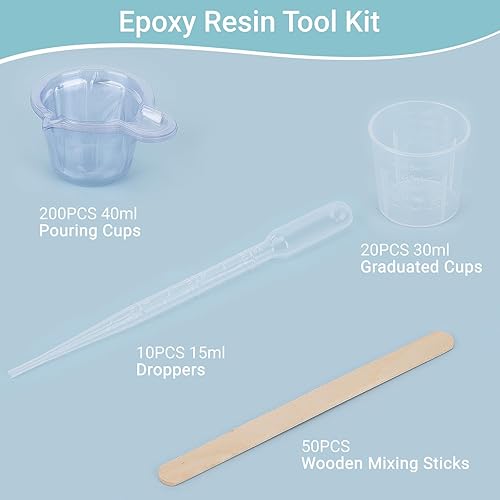 Miniatura 7 de Gartful Kit de 280 tazas de mezcla de resina para principiantes, 20 paquetes de vasos graduados de plástico de 1.0 fl oz, 200 vasos medidores