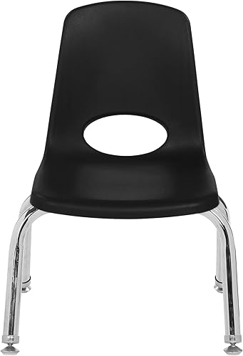 Miniatura 8 de FDP 10356-BK - Silla escolar apilable de 10 pulgadas, asiento apilable para estudiantes con patas de acero cromado y deslizadores giratorios de