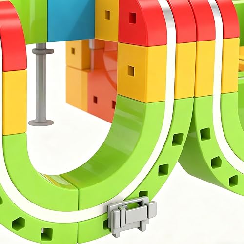 Miniatura 5 de Juego de tren con tren motorizado, 67 piezas, juguete de pista motorizada, juguete de sala de juegos, construcción segura portátil, para niños y