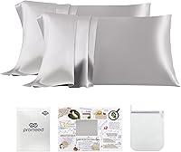 Vista 37 de PROMEED Funda de almohada de seda negra de grado 6A+ con cremallera, 23 fundas de almohada de seda de morera natural Momme para cabello y piel