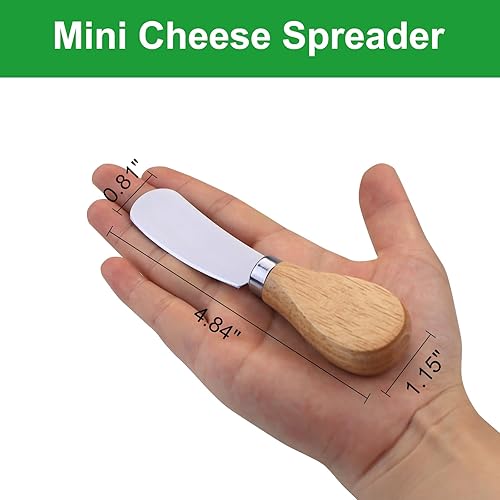 Miniatura 2 de 10 cuchillos esparcidores de queso, mini esparcidor de mantequilla con mango de madera, juego de cuchillos de queso de acero inoxidable para tabla