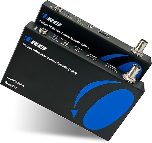 OREI 4K HDMI Over Coax Extender Upto 330 Feet - UltrHD HDMI 2.0 Over Coaxial Cable 75Ohm RG-6 Copper Dual Bidirectional IR Control, Audio Out CO-UHD330-K