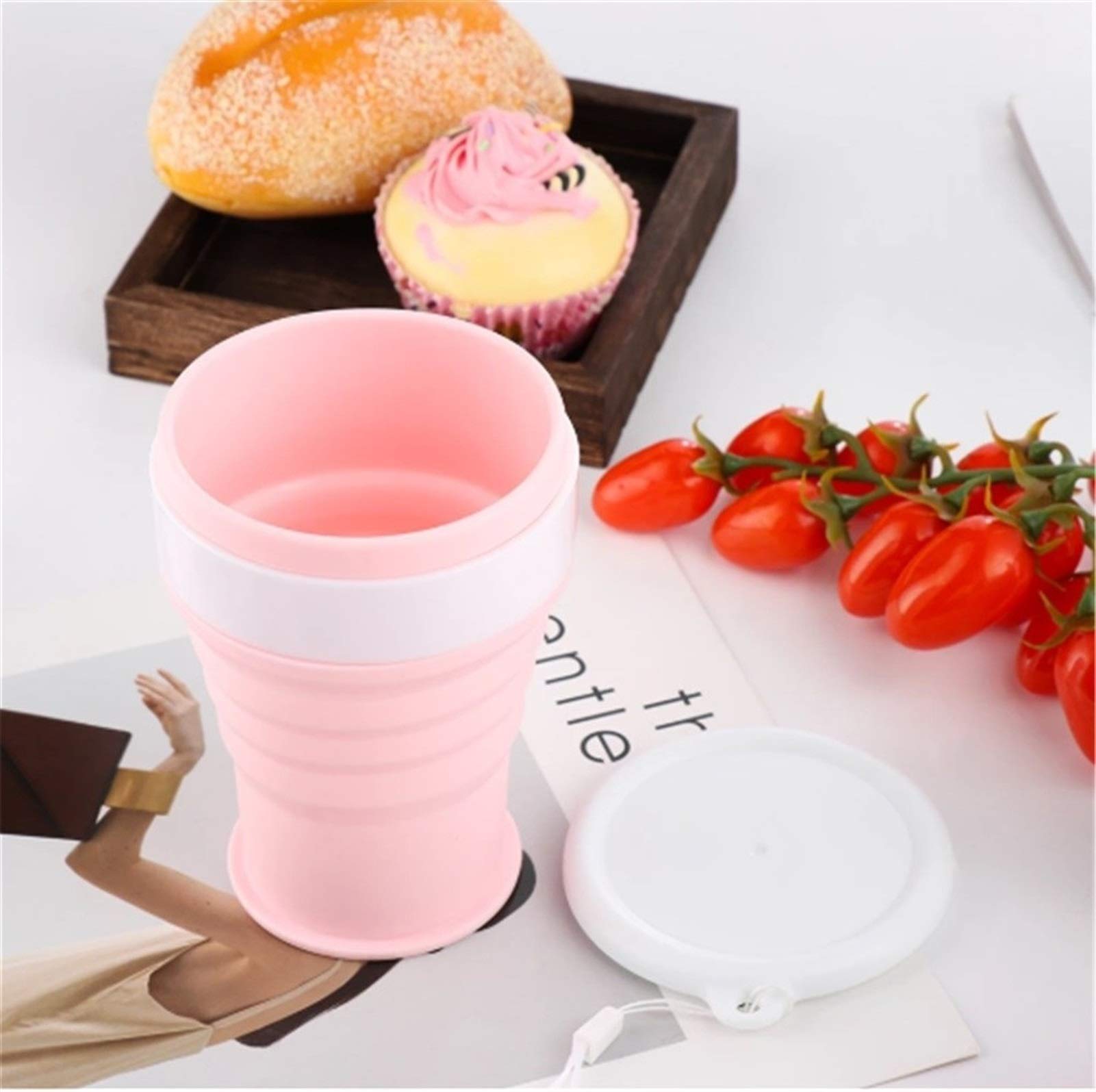 MRKU Gobelet Pliable en Silicone pour Voyage, extérieur, Portable, résistant aux Hautes températures, Mini gobelet pour Bain de Bouche, rétractable, Peut contenir de l'eau bouillante