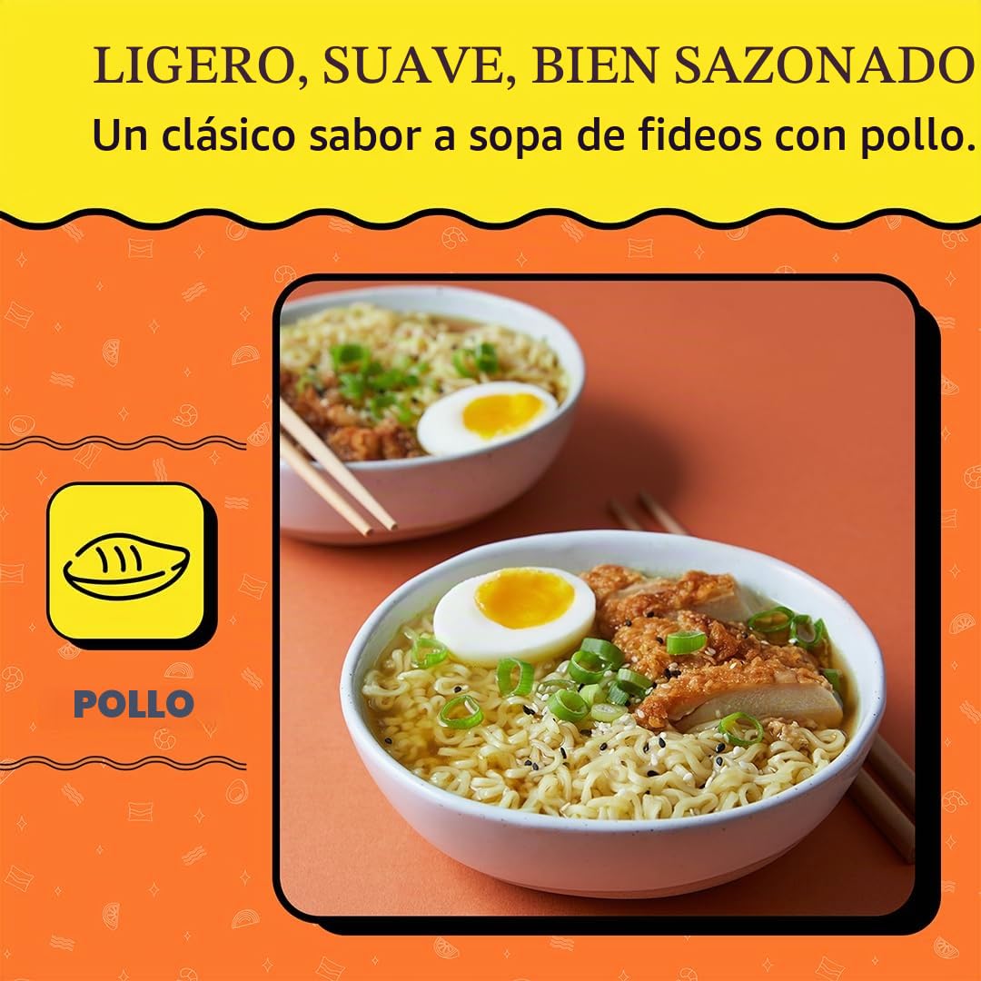 Maruchan Sopa de Fideos Ramen Sabor a Pollo, Fideos Instantáneos Japoneses, 3 oz (Paquete de 24)