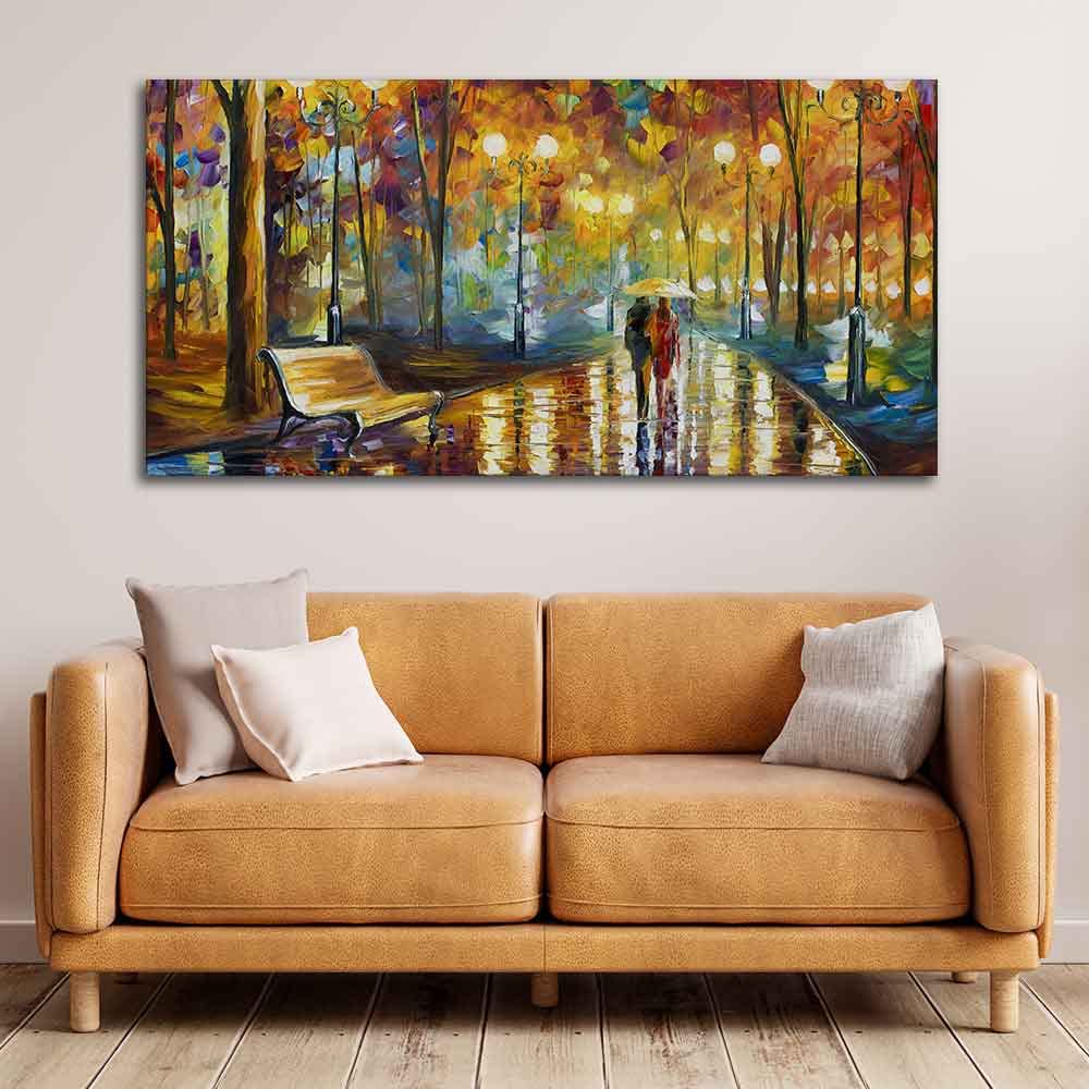 VIBECRAFTS Homcraft Canvas Paintings for Living Room Drawing Room Rain's Rustle Canvas Wall Painting Fitted With Wooden Frame For Home | Office | Living Room | Gifts (PTVCH_2534N)-image-1