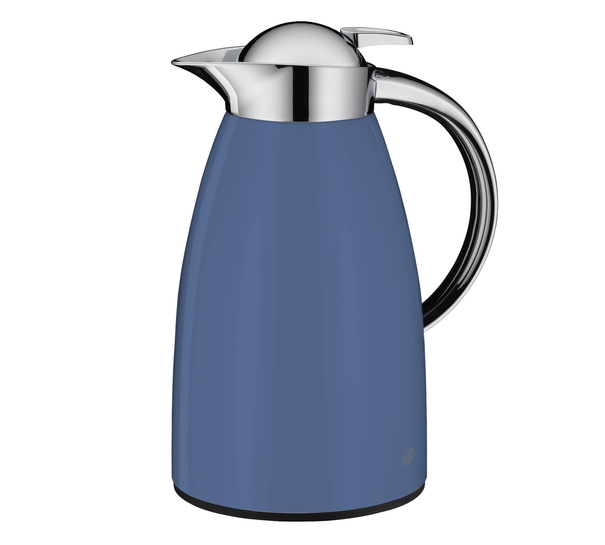 alfi SIGNO 1.0l, blau matt, Edelstahl-Isolierkanne mit hygienischem Hartglaseinsatz, Drehverschluss mit bequemer Drucktaste, ergonomischer Griff, mit einer Hand, ideal als Kaffeekanne, Teekanne