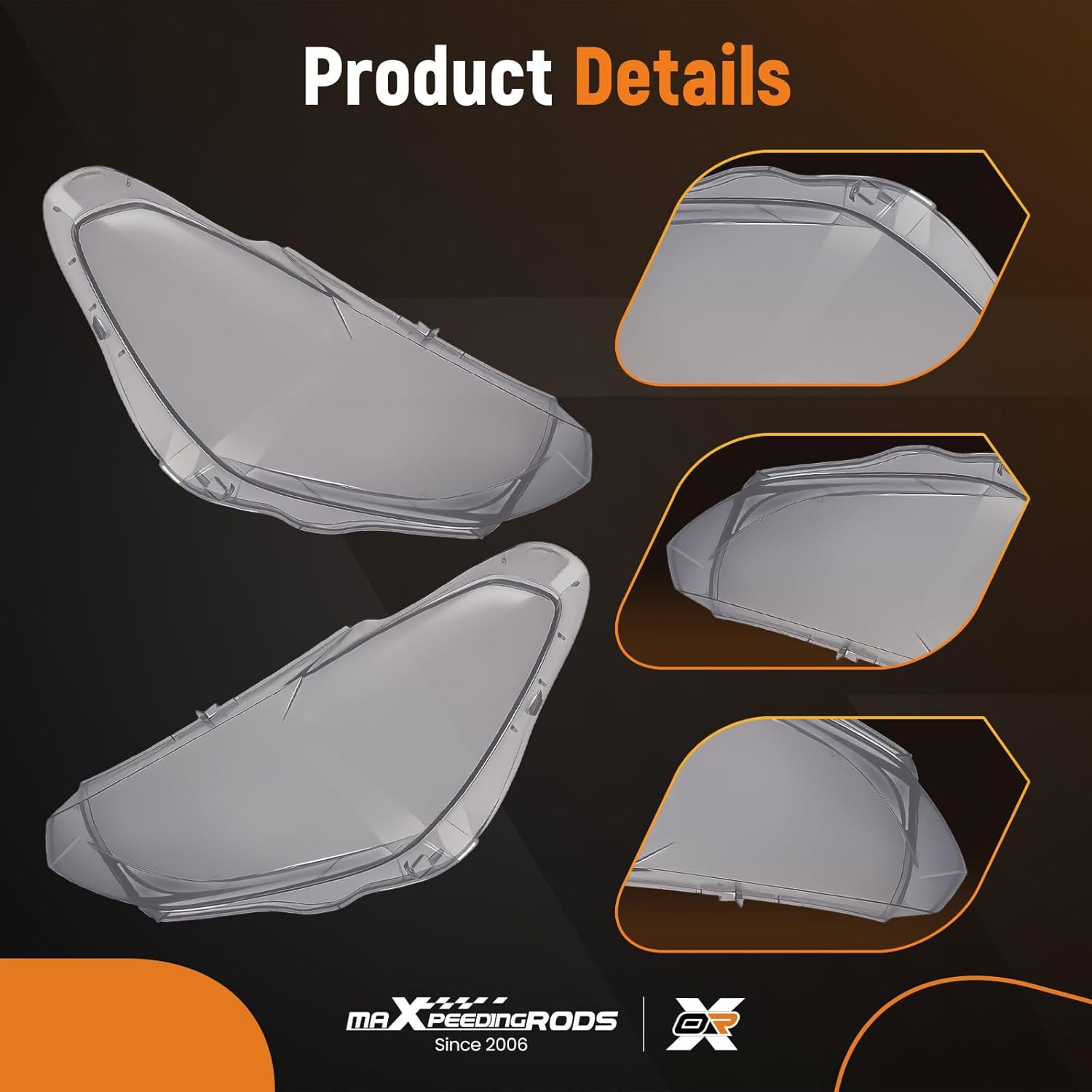 maXpeedingrods 2PCS Pair Headlight Lens Cover for BMW X3 X4 G01 G02 2018-2021, 63117466131, 63117466132, Left & Right Side