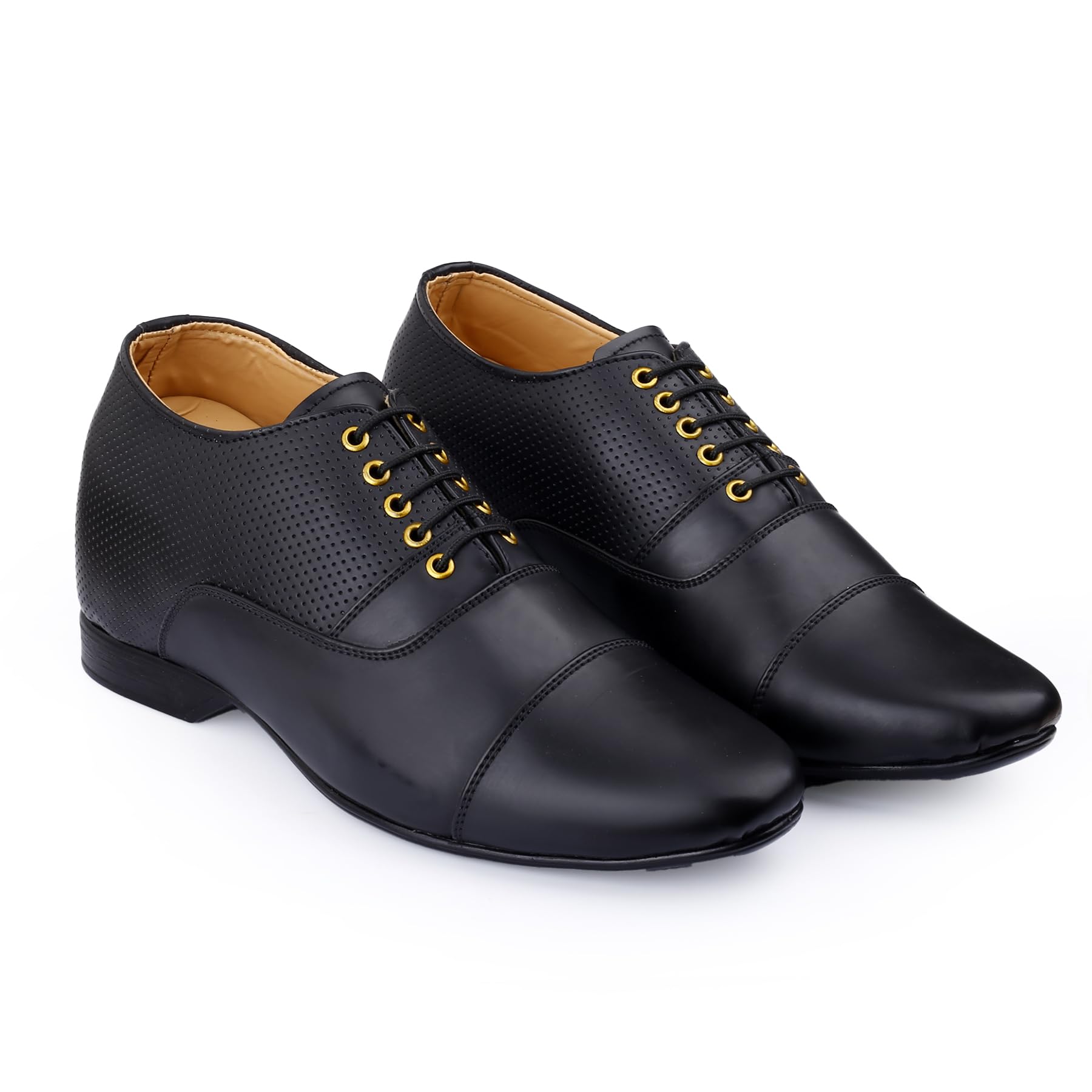 Men's 3.5 Inch Hidden Height Increasing Faux Leather Material, Casual Formal Laceup Oxford Shoes.-image-17