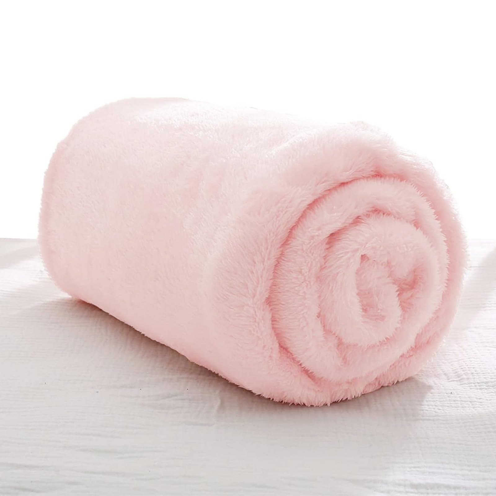 Exclusivo Mezcla Plush Fuzzy Fleece Throw Blanket, Super Soft, Fluffy and Warm Blankets for Couch, Bed, All Season Use (40x50 Inches, Light Pink)