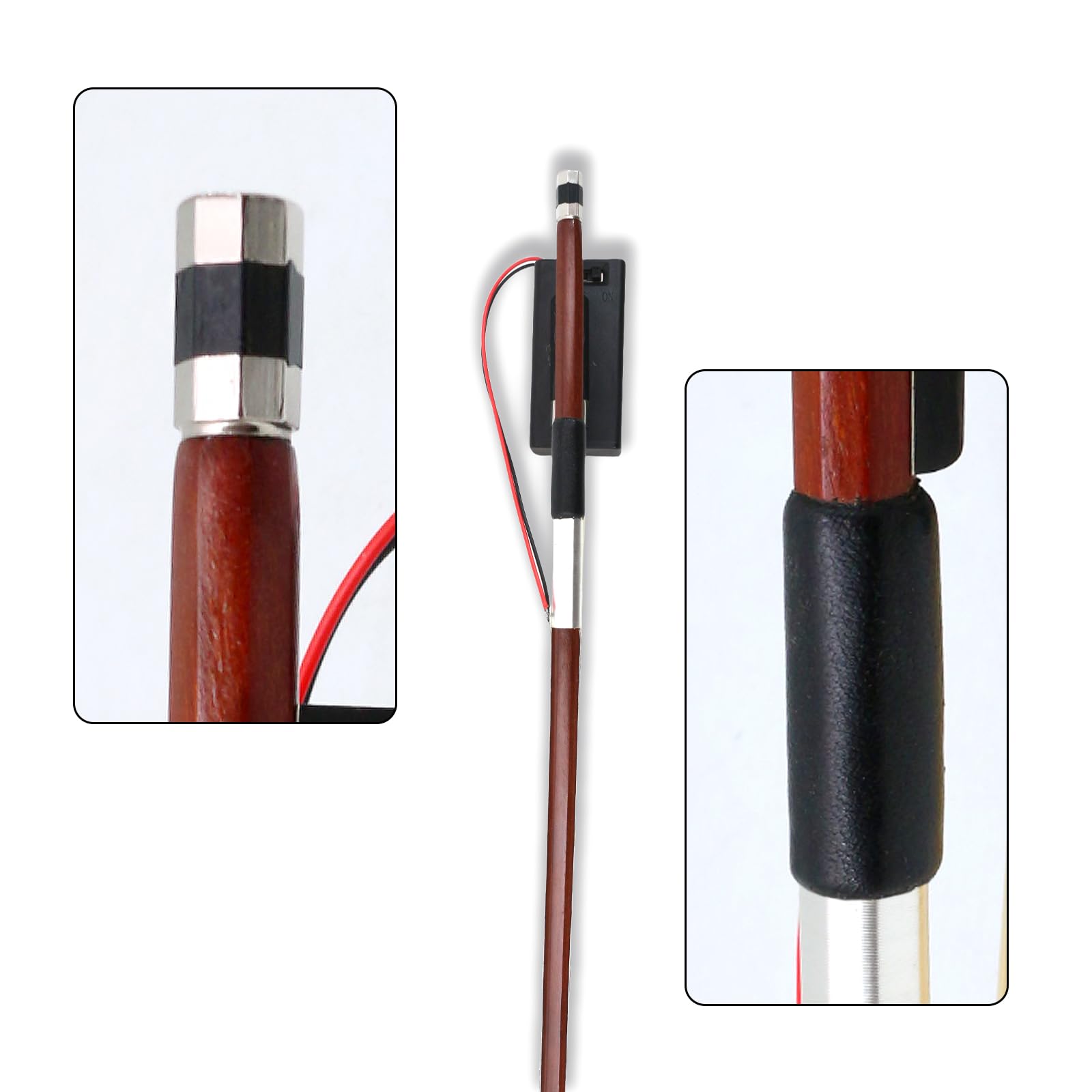 Archet de violon 4/4 en acajou brésilien, archet équilibré avancé avec lumières LED bleues, archet de violon en crin de cheval blanc de Mongolie, convient aux débutants (01)