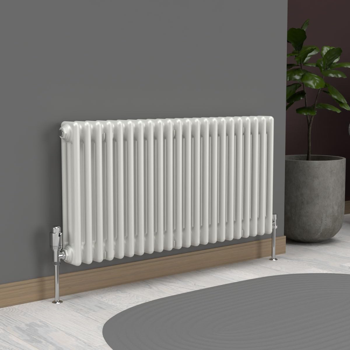 Lux Heat White Horizontal 3 Column Traditional Radiator 500mm (H) x 1010mm (W)
