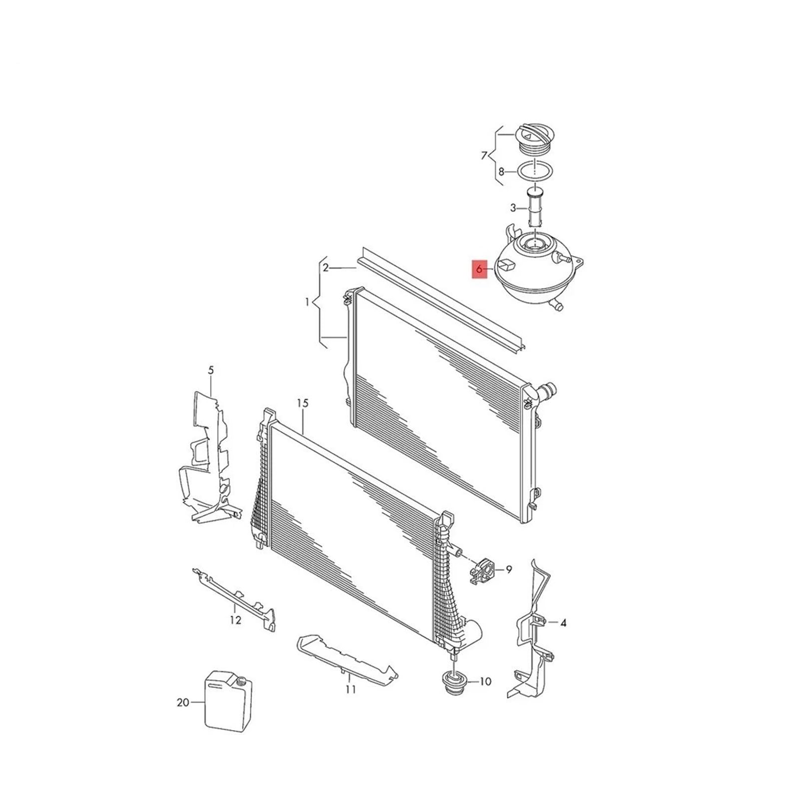 Kühlmittel Reservoir Überlauf Tank Für VW Für GOLF V 1K1 Für CADDY III Für Box Motor Kühlmittel Expansion Tank Mit Abdeckung Kappe 1K0121407(B- Black Cap)