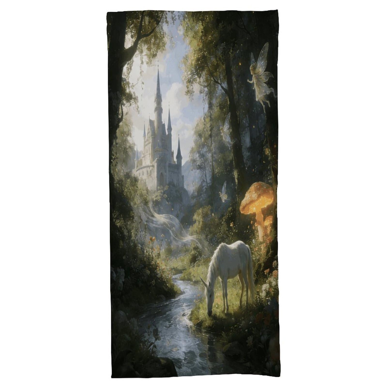 Fodpand Style Forest Fairy Castle Bath Towel, Highly Absorbent & Quick Drying Beach Towel, Compact & Lightweight Pool Towel For Bathroom, Beach, Pool, Gym, Spa, And Hotel Use