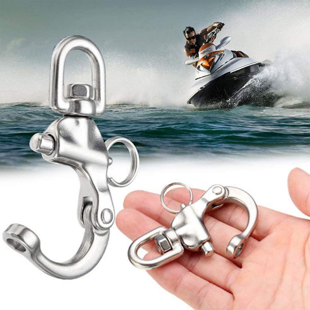 Manille à Ressort Manille D'escalade Acier Inoxydable Boucle d'escalade Mousqueton Pivotant à Emerillon Boucle d'escalade Boucle à Ressort Maillons Rapides pour Kayak Yacht Drisse de Voilier Bateaux