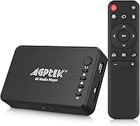 AGPTEK 4K@30Hz HDMI Media Player: 14TB HDD/256GB USB Support, H.265 Playback, HDMI/AV/VGA Outputs, Remote Control