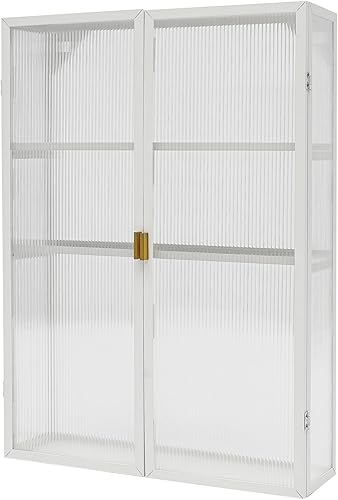 TFCFL Armario de pared extraíble con estantes ajustables, color blanco para oficina, comedor, sala de estar, cocina y baño esmerilado