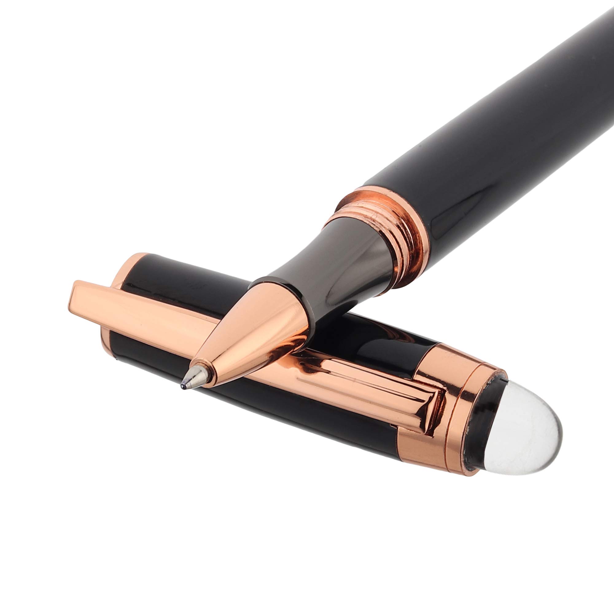 TEUER 888 Black Body With Gold Clip Designer Metal Roller Ball Pen