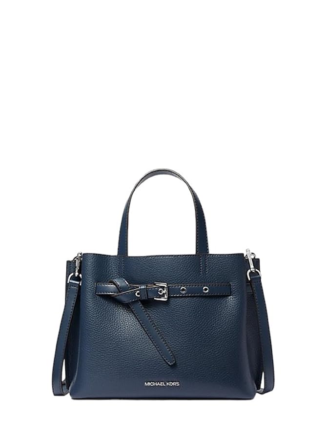 【SALE】michaelkors*SmallLogoandLeather*ショルダー Michael Kors Emilia Small Logo Satchel (Navy), Navy, Small