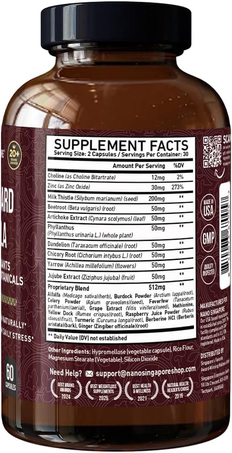 Nano Singapore Liver Guard Formula - Liver Health Support, Healthy Digestion, Aids Liver Cleansing & Detoxification 60 Capsules - Image 8
