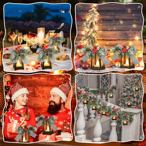 Bougie LED de Noël en lanterne décorative noire et blanche à pile - 7