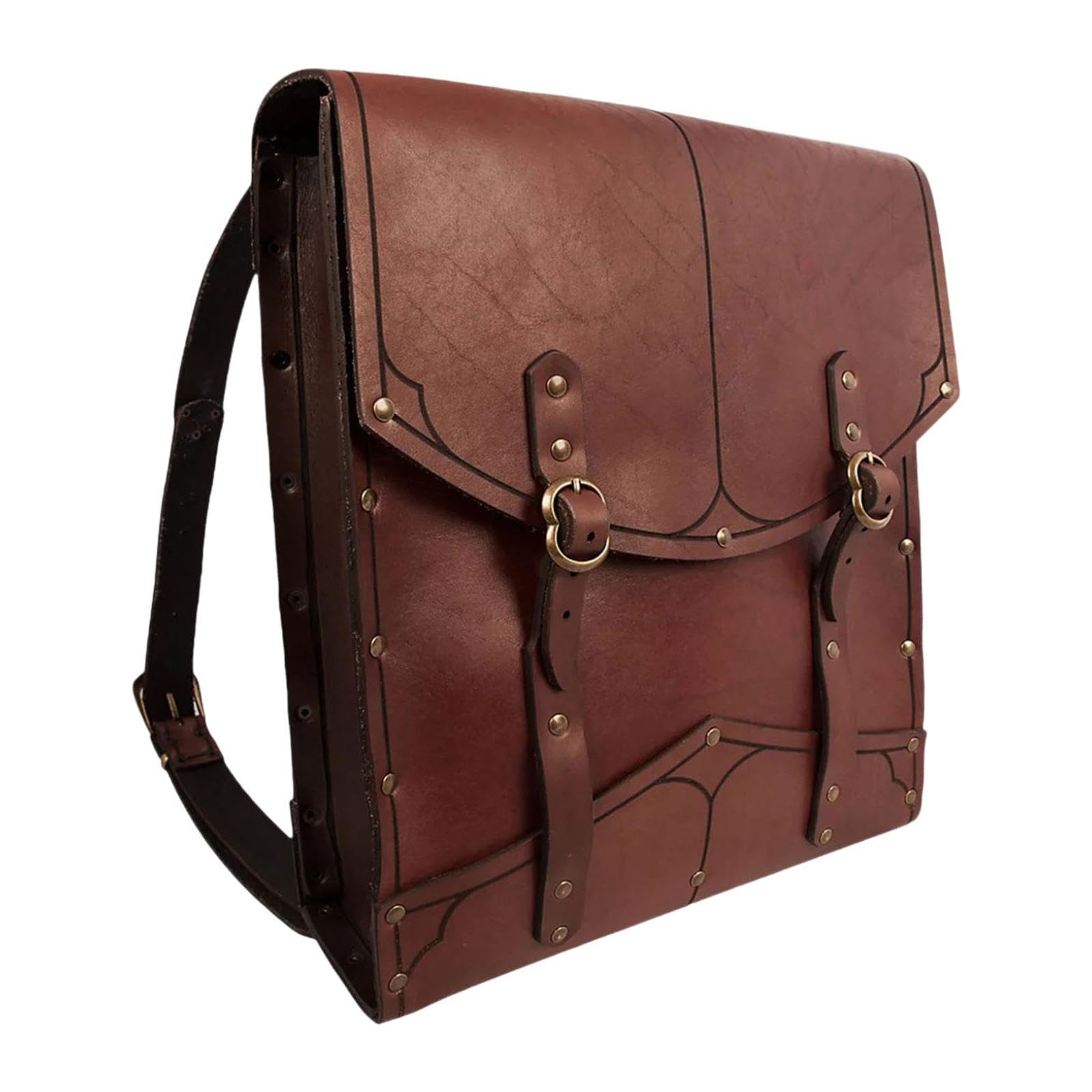 Vintage Style Backpack Adjustable Strap Rucksack for Business Party Shopping Brown-image-49