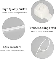 Vista 7 de Bridas para cables, 600 bridas de nailon autobloqueantes, varios tamaños de 4 + 6 + 8 + 10 + 12 pulgadas, lazos de plástico multiusos para gestión