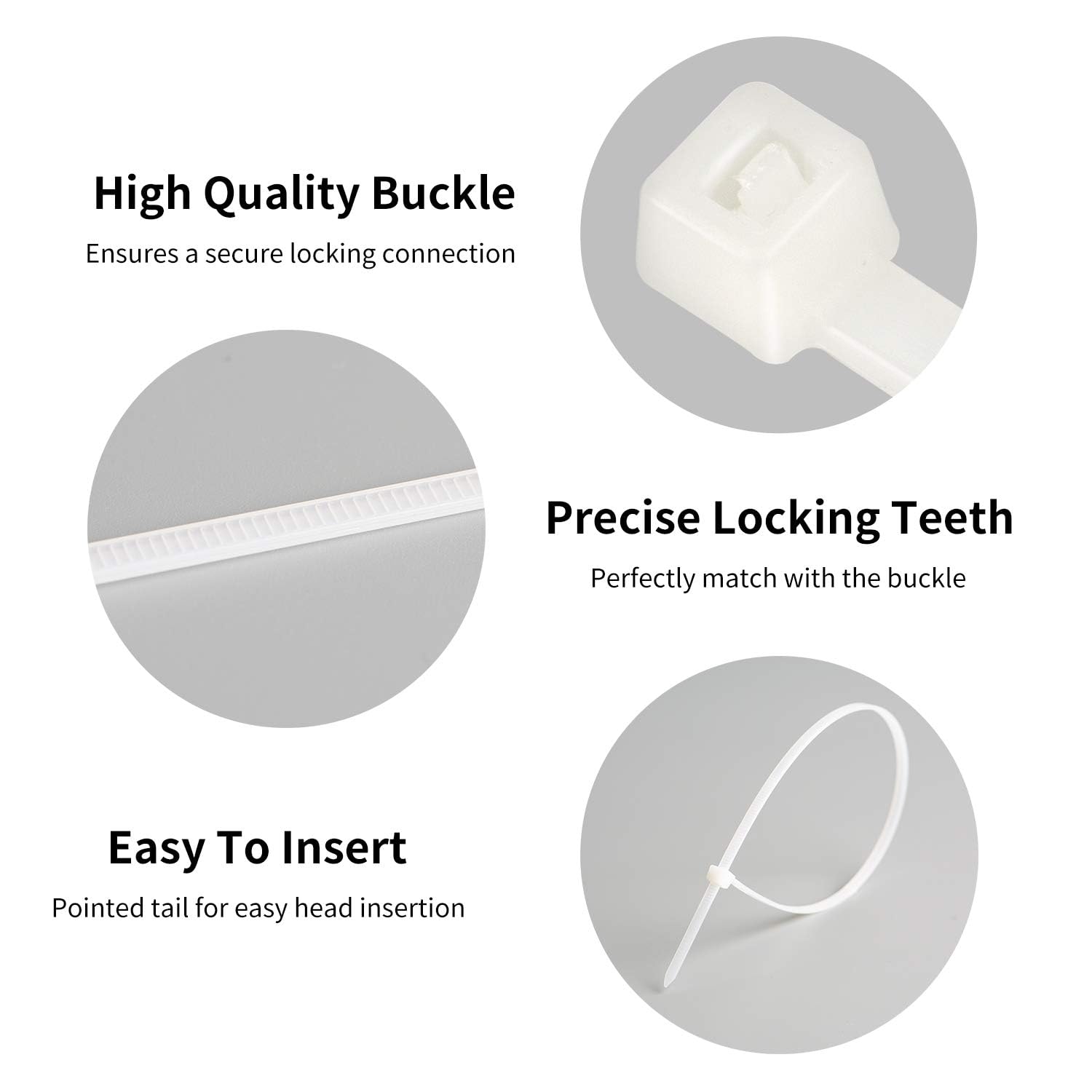 OUPENG Cable Zip Ties,600 Piece Self-Locking Nylon CableTies,Assorted Sizes 4+6+8+10+12-Inch,Multi-Purpose Wire Management Plastic Ties,Perfect for Home,Garden,Office,Travel and Workshop.White