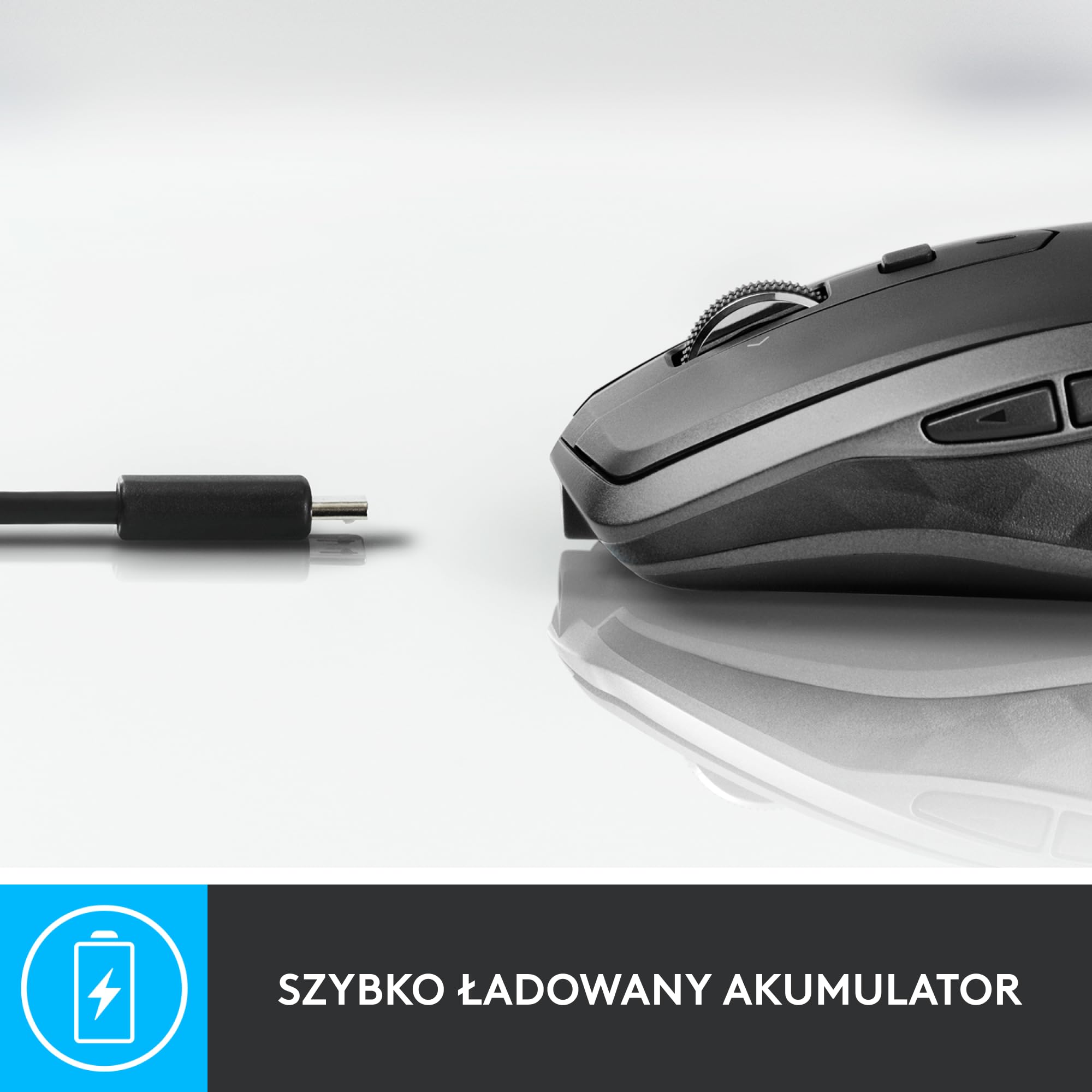 Logitech MX Anywhere 2S Mysz bezprzewodowa z Bluetooth, obsługująca wiele powierzchni, bardzo szybkie przewijanie, z akumulatorem, przenośna, obsługująca do 3 komputerów Mac/PC