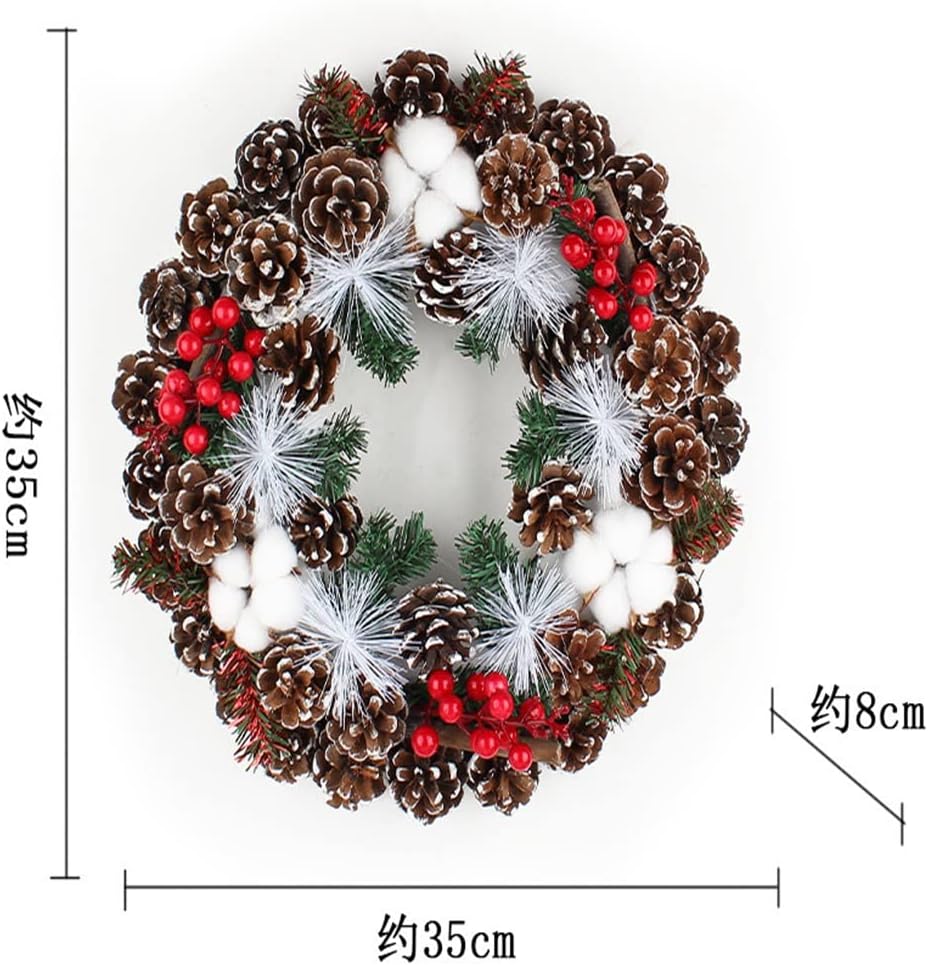 Pinecone Wreath Cotton Rattan Wall Hanging Holiday Decorations Props Party