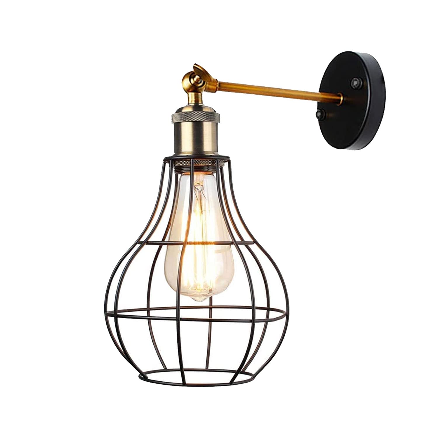 LEDSONE Edison Drahtlampe Deckenleuchte – Vintage Industrie-Look, Typ D, 180x160 Mm, Schwarz, Ohne Kabel