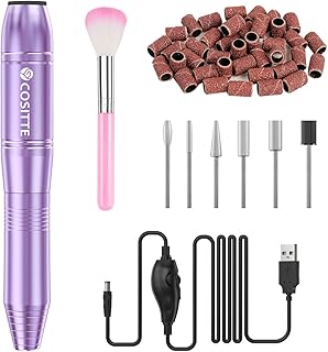 Electric Nail Drill,USB Electric Nail Drill Machine for Acrylic Nail Kit,Portable Electric Nail File Polishing Tool Manicure Pedicure Kit Efile Nail Supplies for Home Salon,Lilac
