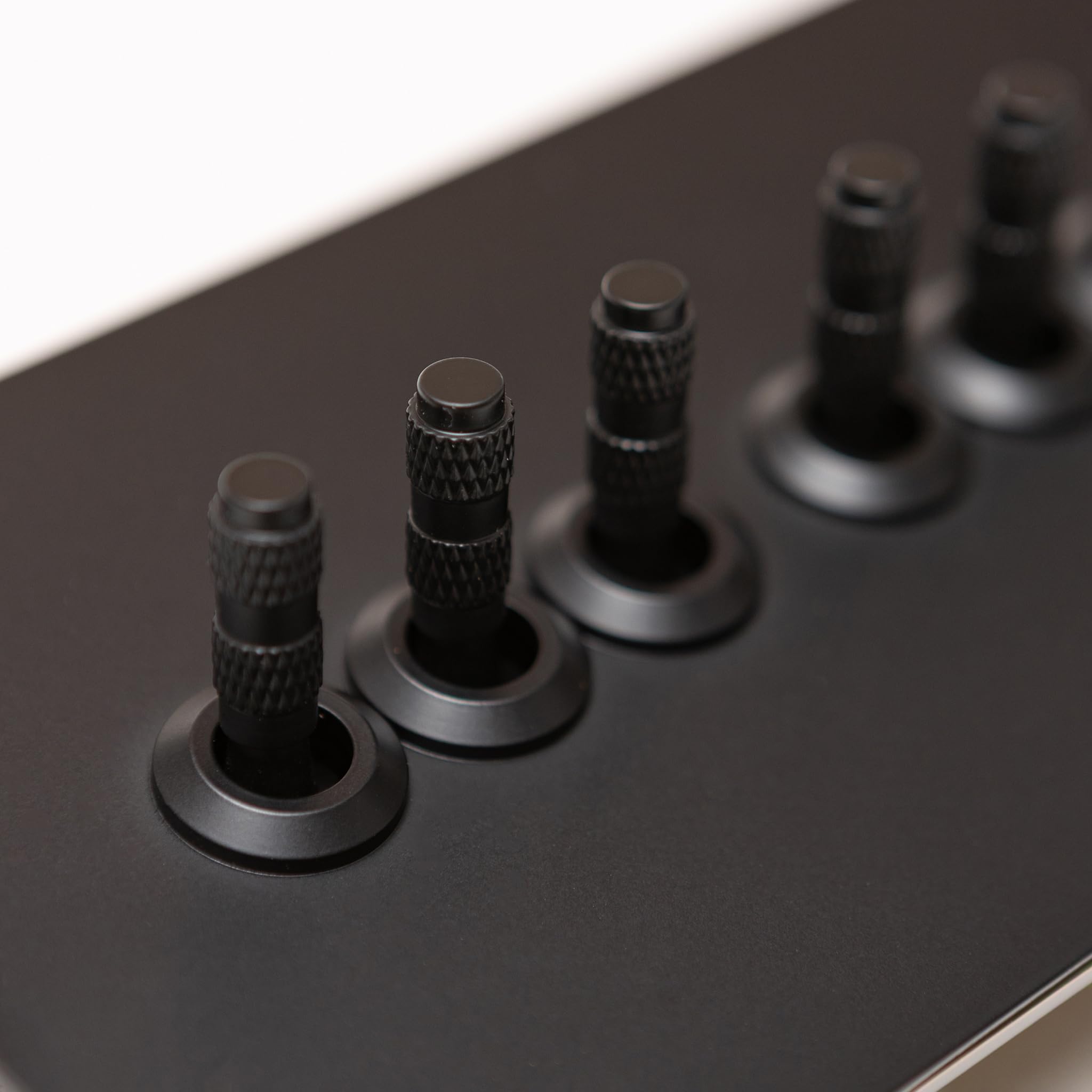 Foundry Series Knurled Toggle Switch and Sockets – Matte Black (6 Gang 2 Way Toggle 146X88)