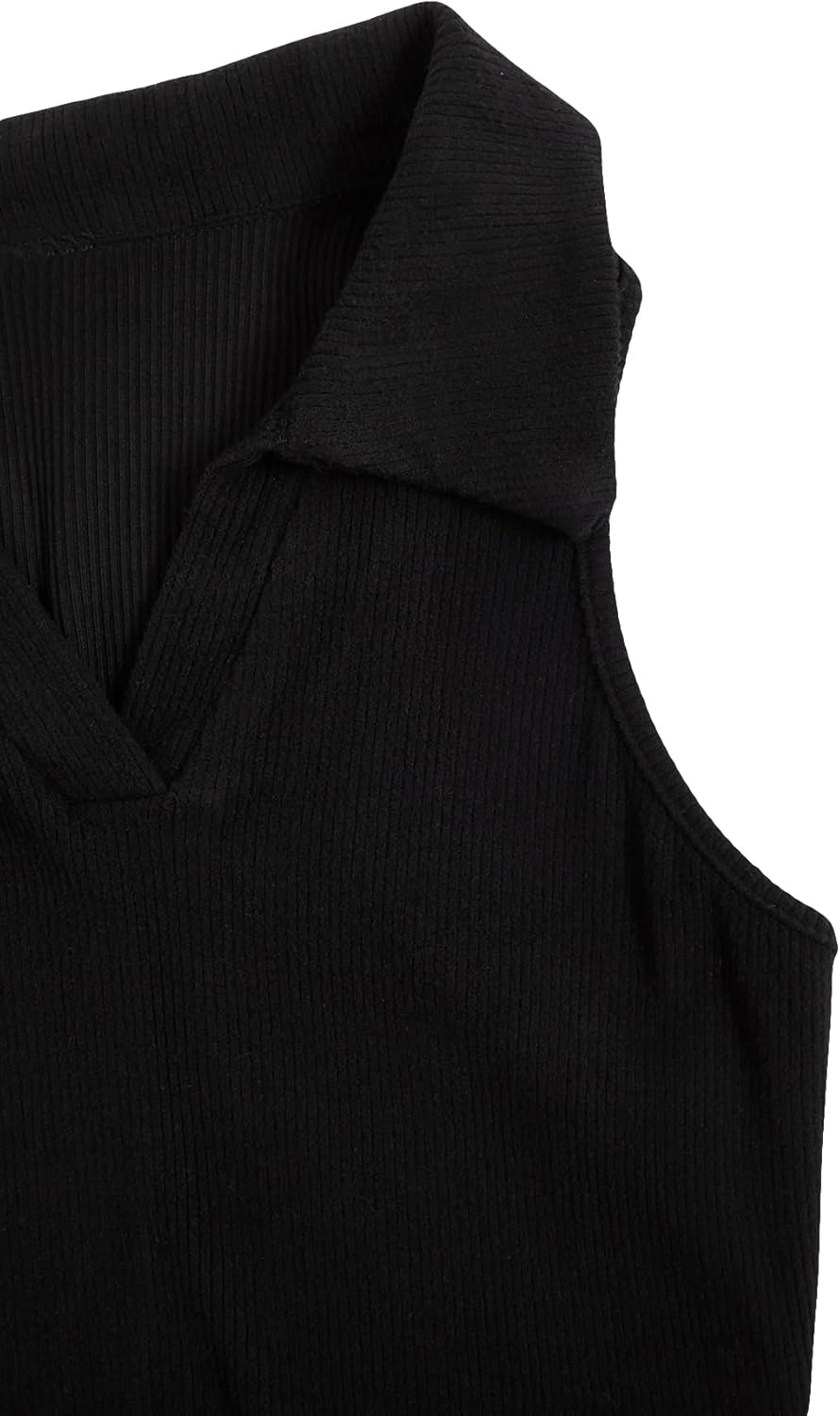 Verdusa Women's Casual Collared V Neck Sleeveless Solid Fitted Tank Tops - Image 3