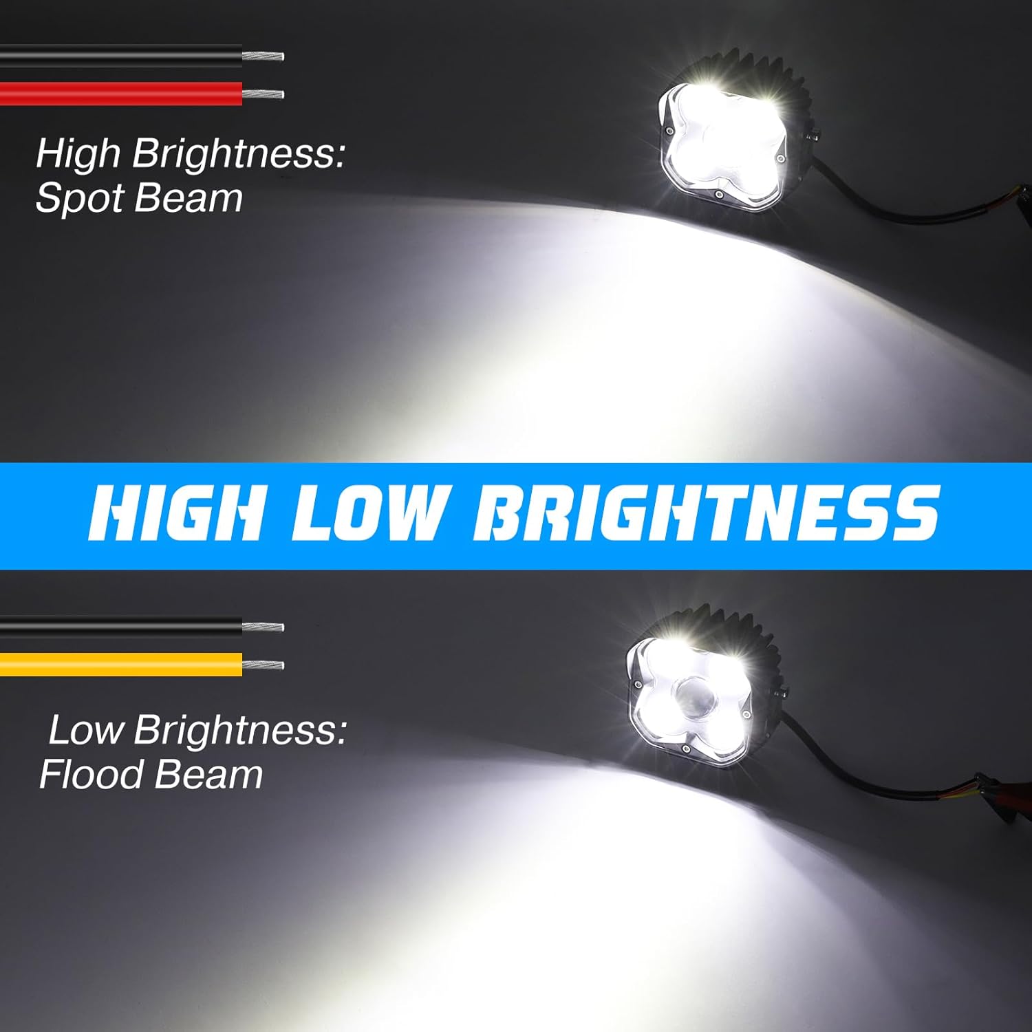 OPP ULITE Led Driving Lights 40W 4inch High Low Brightness Backup Reverse Light Rear Spot Flood Beam Work Pod Light Bar for Ranger Motorcycle Pickup Truck ATV UTV SUV Boat, 1PC Pack