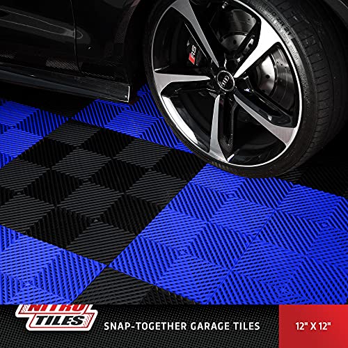 Incstores Nitro Snap-Together Garage Flooring Tiles, Non-Slip Interlocking Plastic Floor Tiles, Garage Organization, Workshops & Trailers | Vented Pattern, Midnight Black, 52 Tiles (52 Sq/Ft) #TOP1