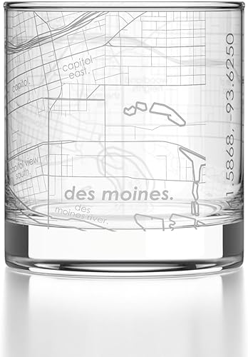 Miniatura 60 de Well Told Vaso de whisky grabado con mapa de Charleston, Carolina del Sur, vaso de rocas estilo antiguo (11 oz, transparente), vaso de whisky