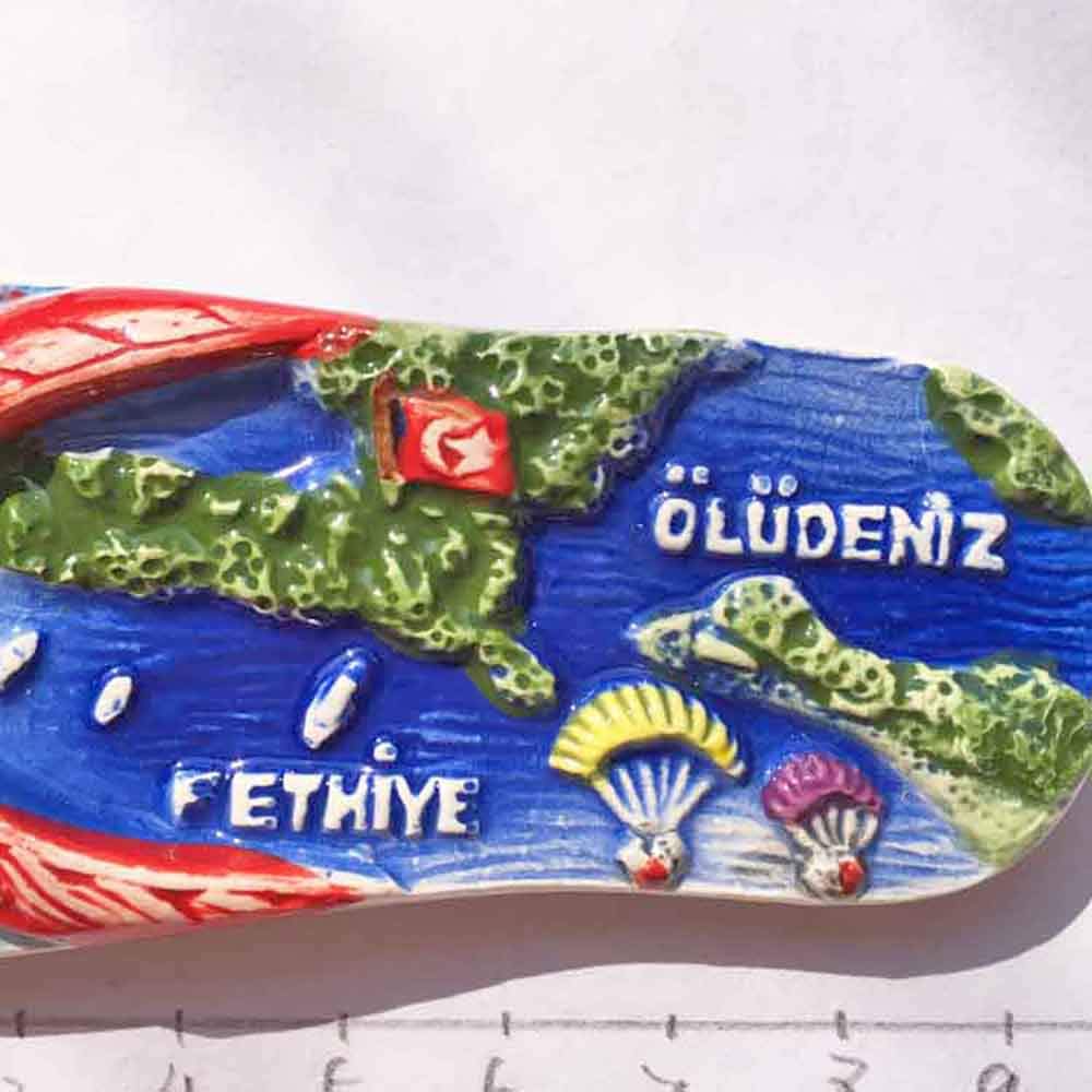 Magnete Frigorifero Fethiye Turchia 4x9 Cm - Ceramica Fatto A Mano Souvenir Viaggio