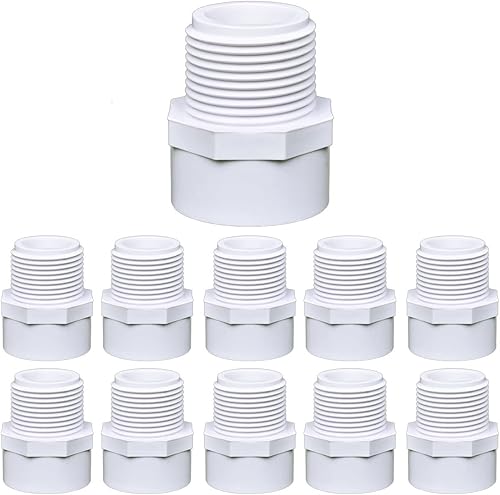 Adaptador macho de PVC de 34 de pulgada (paquete de 10), accesorios de tubería (enchufe x rosca de tubo macho) - Se adapta a tubos de PVC Sch.40 de