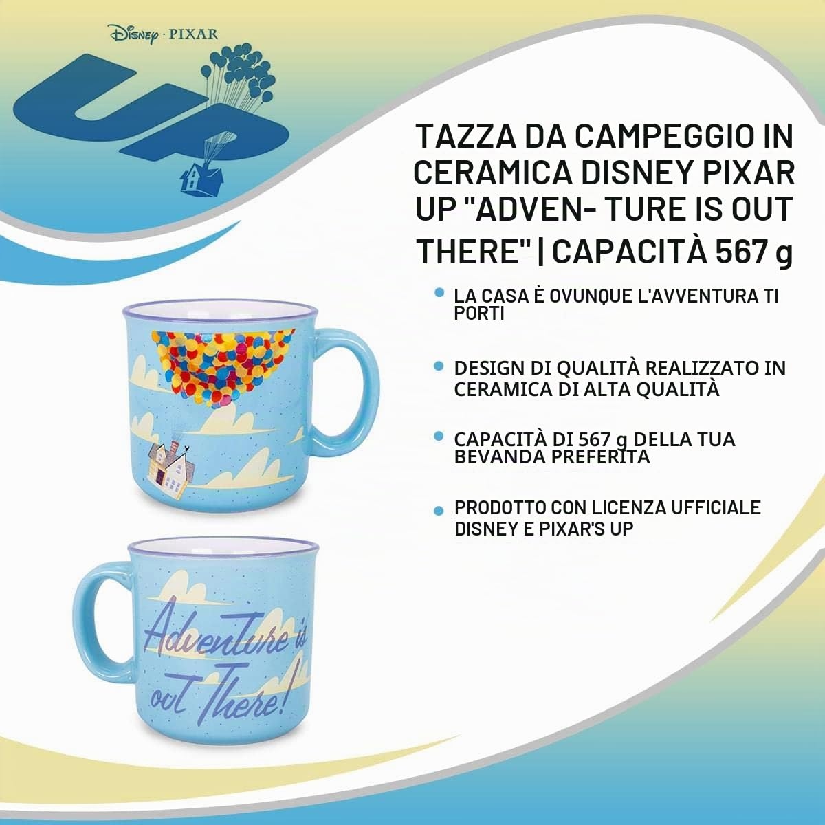 Disney Pixar UP "Adventure is Out There" - Tazza in ceramica per camper