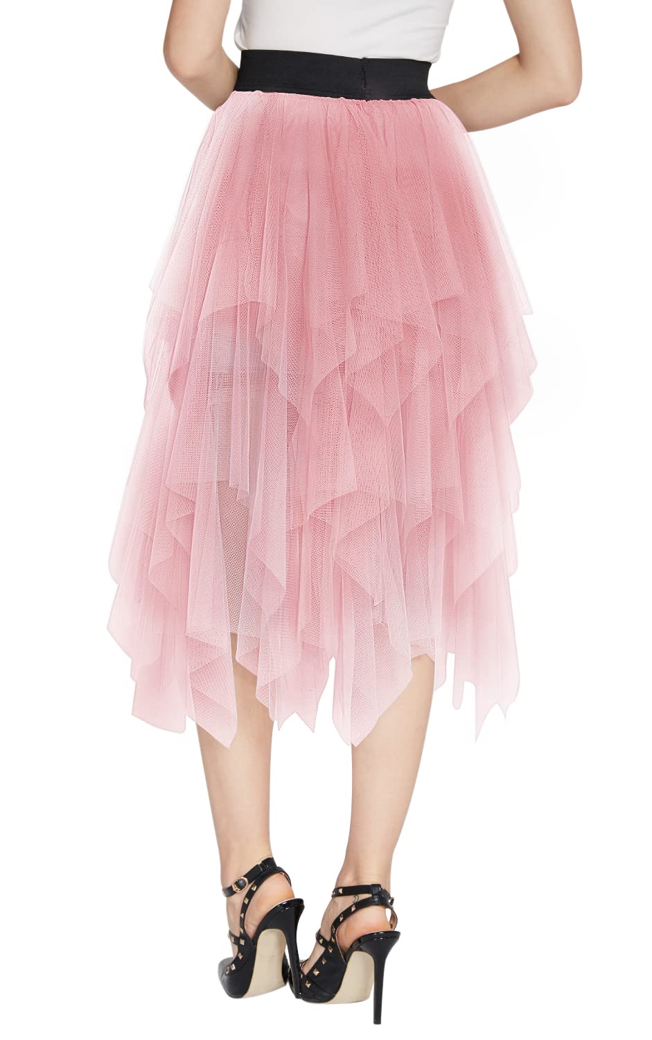 Jupe en tulle élégante en maille pour femme - Rose - Taille L