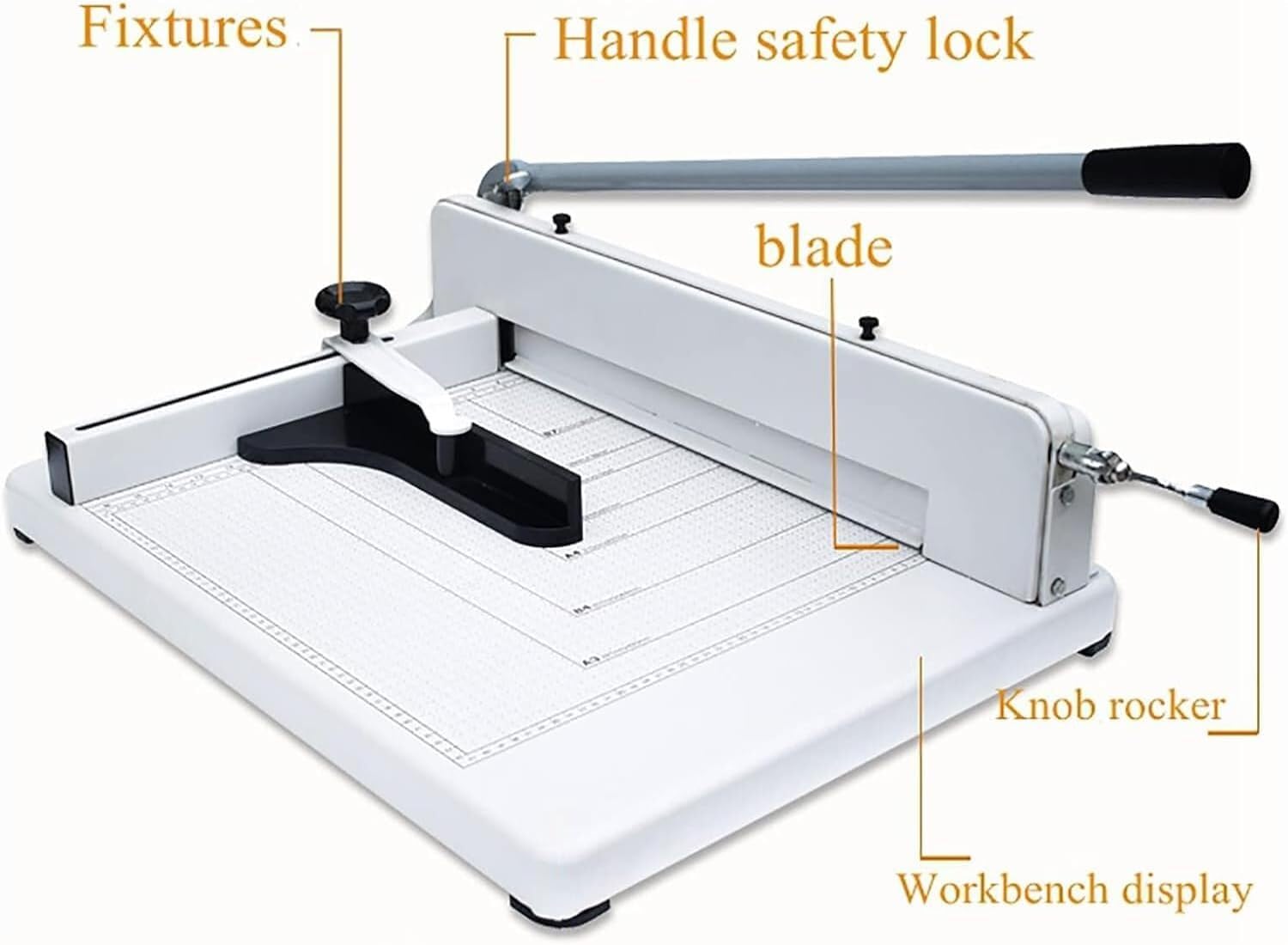Taglierina Multifunzione Professionale A3 con Blocco di Sicurezza Impugnatura e griglia di Guida for Il Taglio, Lunghezza di Taglio 17'' e capacità di 360 Fogli, Base in Metallo Resistente.